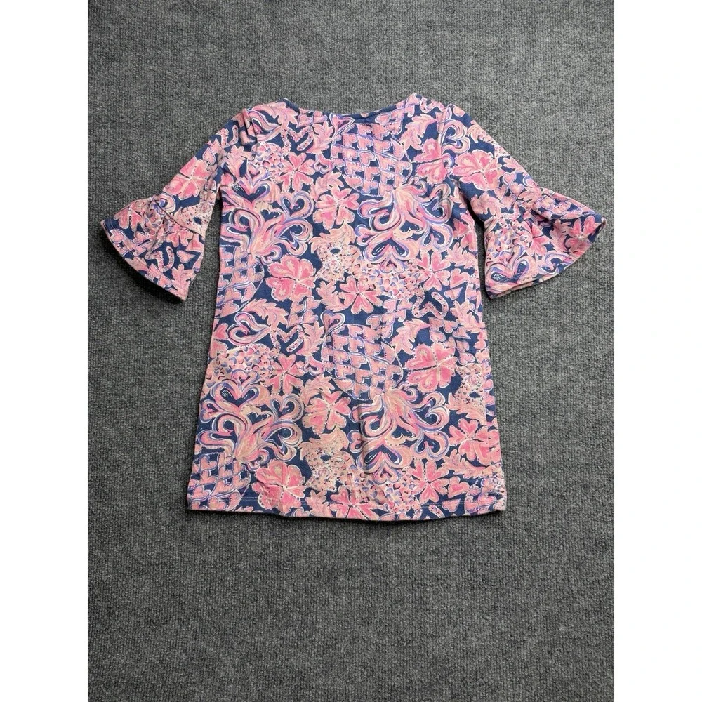 Lilly Pulitzer Sorrento Dress Girls S 4-5 Multicolor Bell Sleeve Shift Ruffle